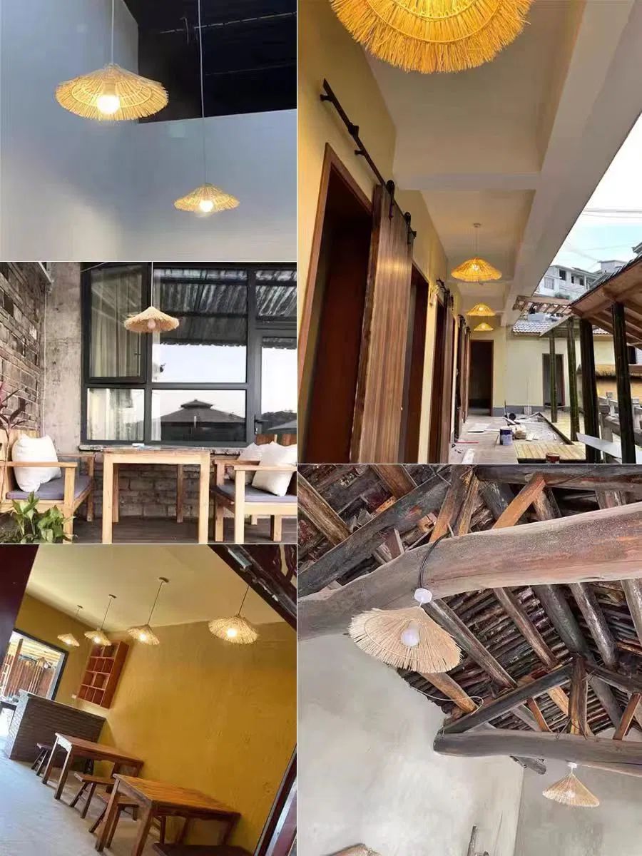 Straw Hat Southeast Asian Style Decorative Rattan Lights Lamps Lightings Wedding Restaurant