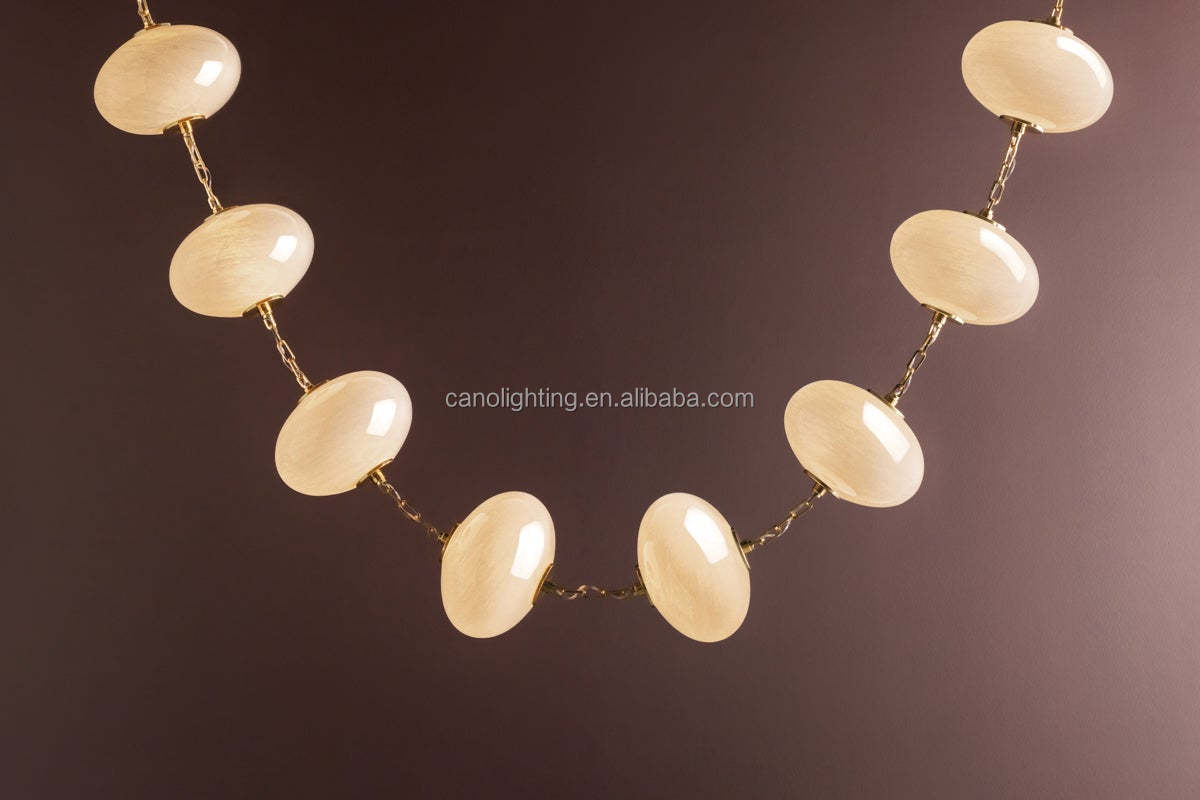 Linear Suspension Glass Pendant Light Necklace Foyer Entrance Custom Modern Staircase Chandelier Luxury Hanging Pendant Lighting
