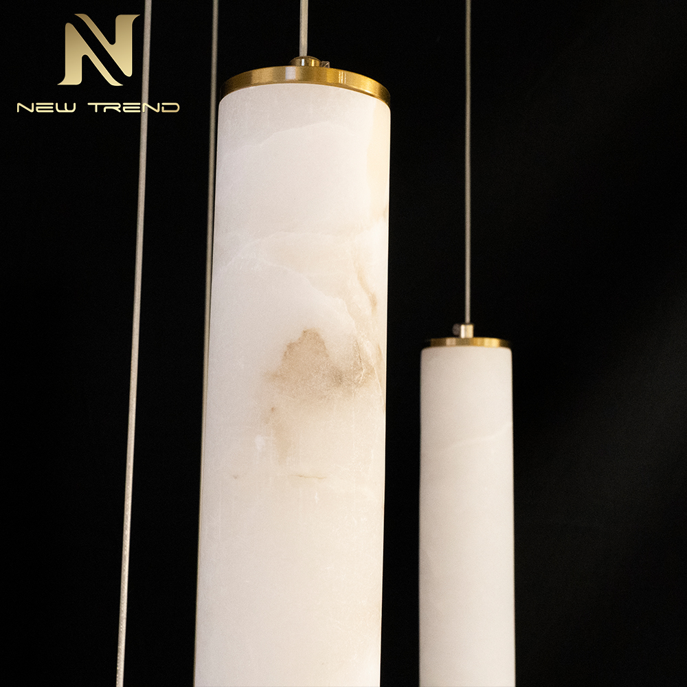 Bespoke Indoor Glass Alabaster Crystal Decoration Pendant Light Villa Hotel Lobby Staircase LED Chandelier