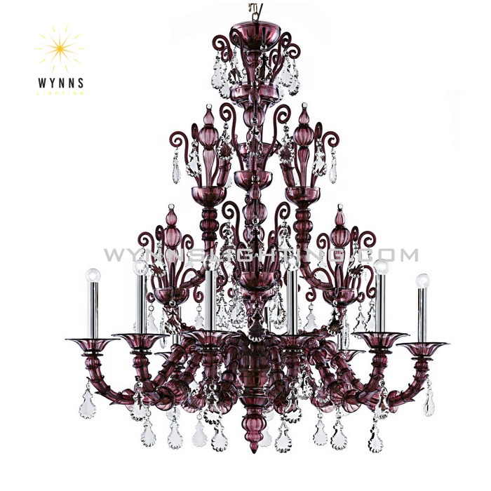 Large Murano Glass Chandelier Pendant Lighting Vintage Nordic Style Hotel Lobby Restaurant Bar Hanging Decorative Ceiling Lamp