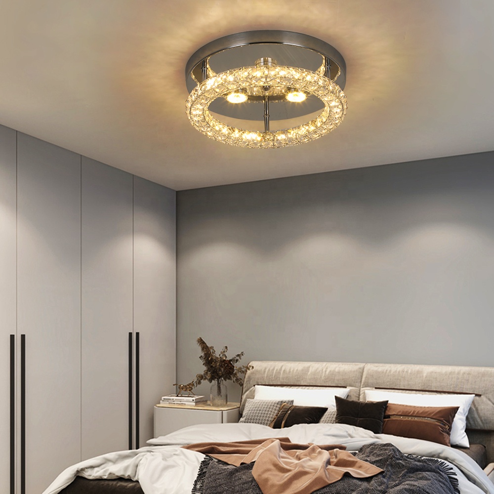 Modern Crystal Round Mounted Indoor Led Ceiling Light for Room Decorating Home Illumination