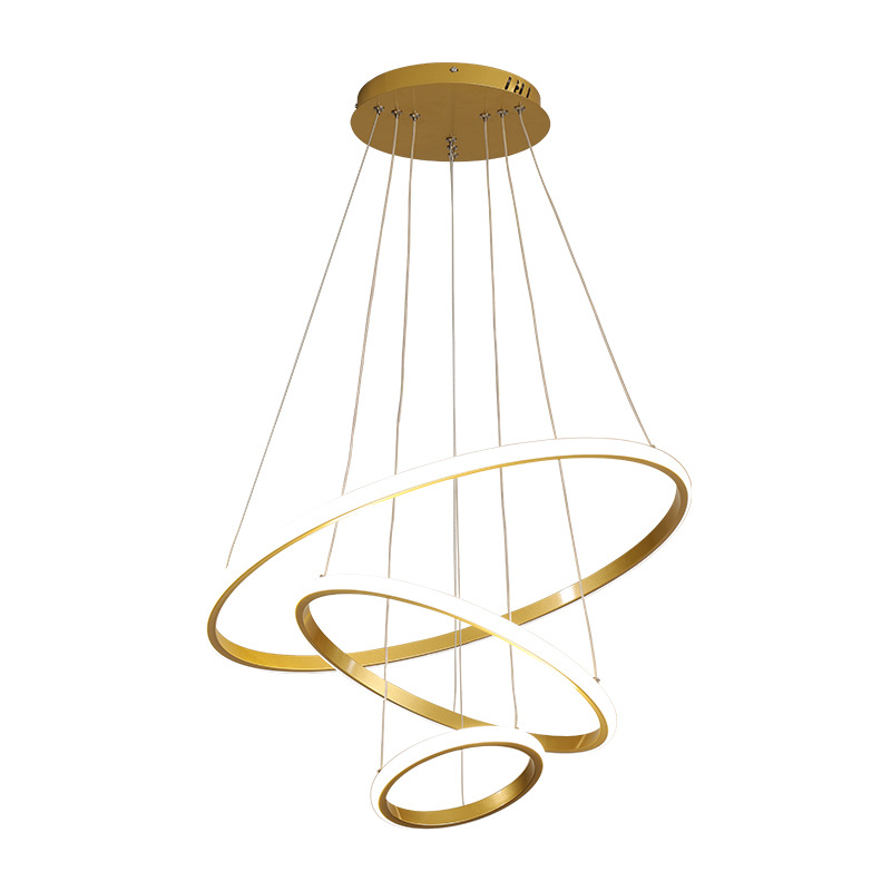 Home Decorative Modern Living Room Hotel Circle Hanging Pendant Light Design 3 Ring Acrylic Luxury Round Led Chandelier