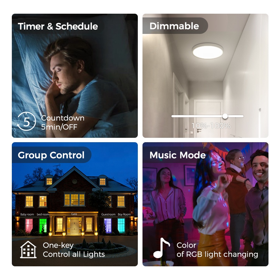 Smart Indoor Home Light 24W Light Ceiling WIFI Tuya APP Voice Control Multi Color Decoration 12inch 300mm LED Ceiling Light