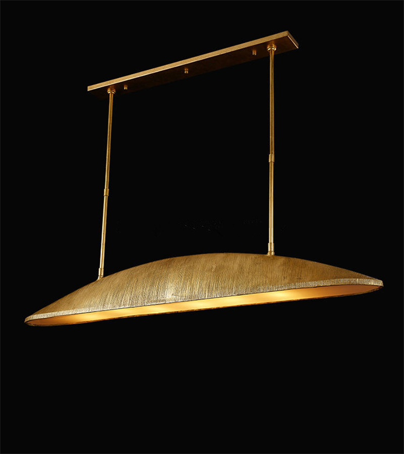 XZ Custom American Luxury Gold Restaurant Kitchen Island Chandelier Large Linear Pendants Light Brass Copper Big Chandelier