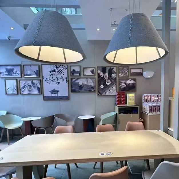 Elegant Office Ambient Lighting Solutions with Acoustic Felt Decorative Pendant Lamps &amp; Chandeliers Modern Office Lighting