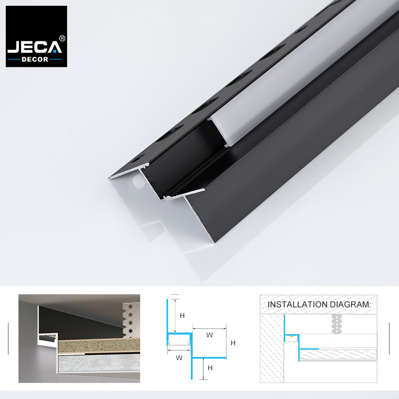 JECA Perforated 6063-T5 Aluminum LED Ceiling Profile New LED Light Coving Trim Easy Install Ceiling Decoration