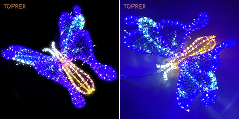 Stunning 3D 50cm Blue Acrylic Butterfly Sculptures for Decorative Displays Lighting