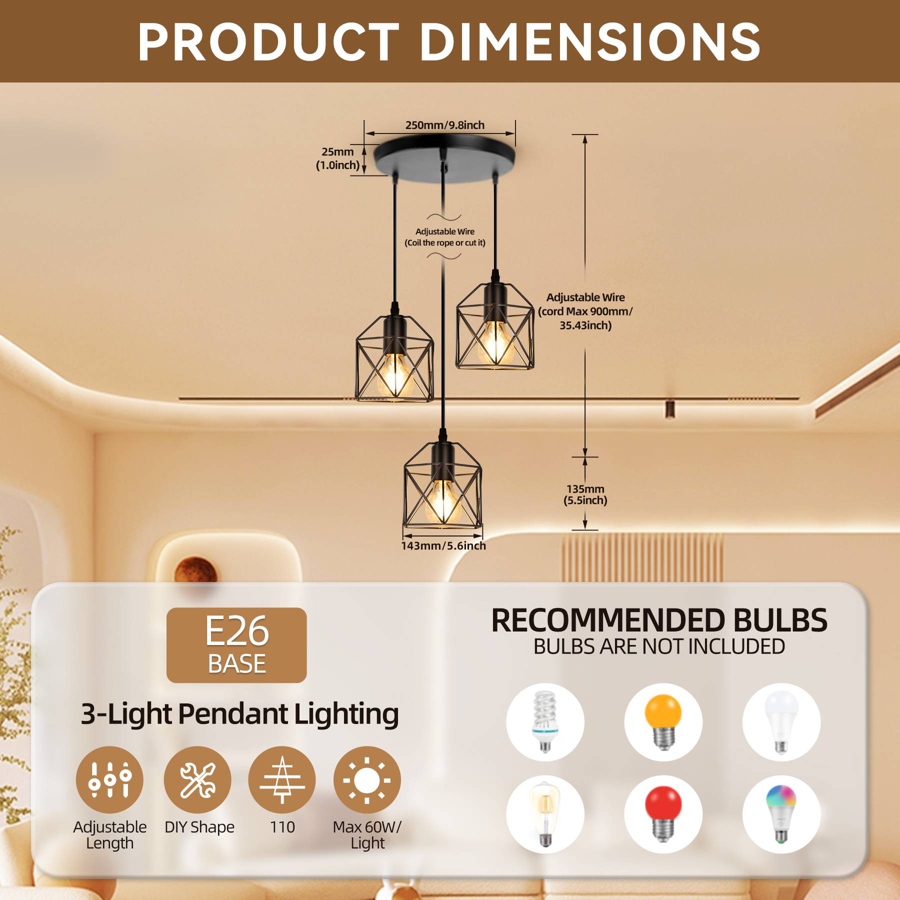 Hot Sale Industrial Iron Cage Decorative Lights Vintage E26 Dining Ceiling Lights/Led Dining Pendant Lamp/Pendant Lights