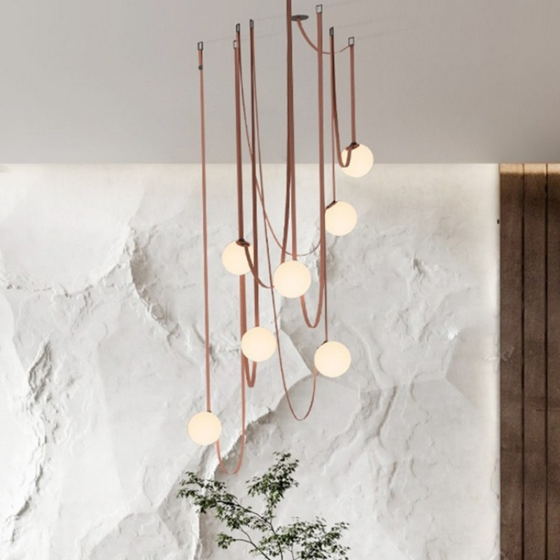 Minimalist Villa Nordic Pendant Lamp Art Floor Artificial Leather Loft Chandelier Creativity for Living Room Staircase LED Lighting (ZY-P013)