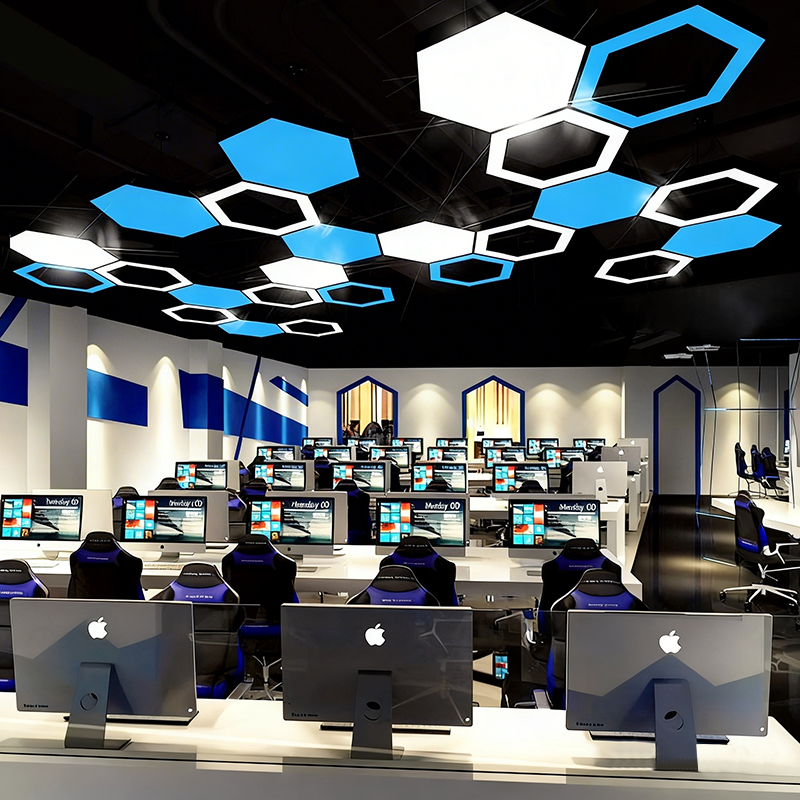 Hexagonal Pendant Light for Office Gym Mall &amp; Supermarket-Creative Irregular LED Design
