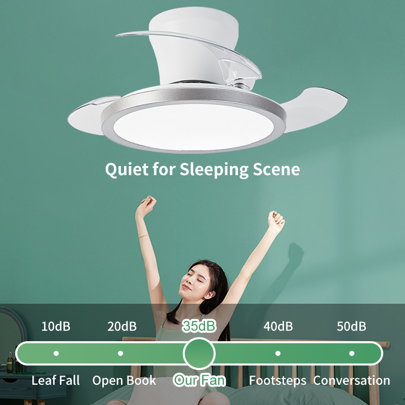 Hc-21"LED Smart Home Decorative Golden Modern Remote Control Retractable Ceiling Fan Light