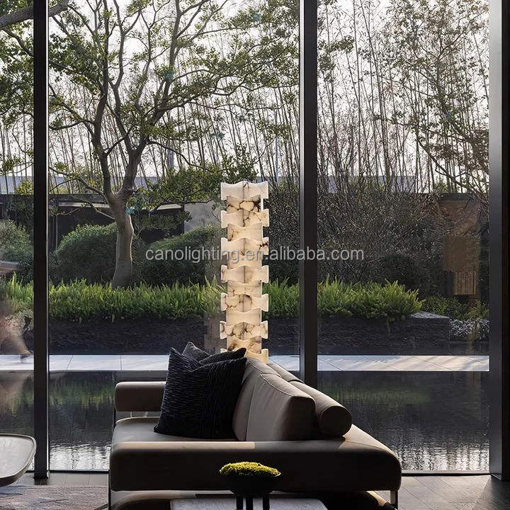 Nordic American Style Alabaster Floor Lamp Suitable for Bedroom Bedside Table Desk Passage Outdoor Decorative Lighting