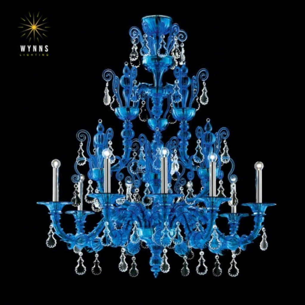 Large Murano Glass Chandelier Pendant Lighting Vintage Nordic Style Hotel Lobby Restaurant Bar Hanging Decorative Ceiling Lamp