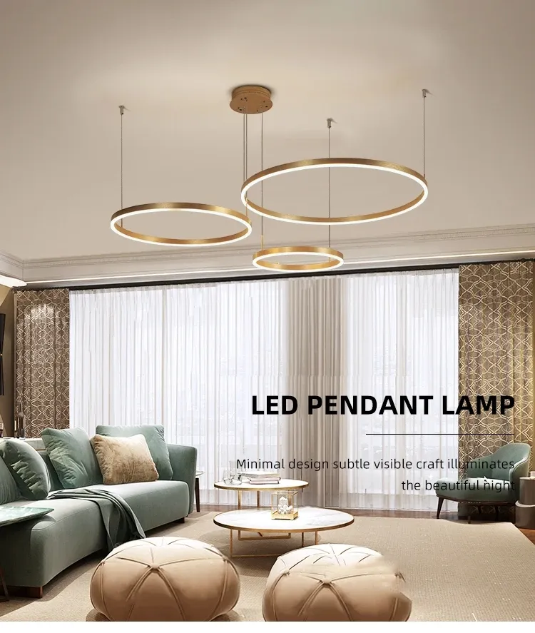 Modern Decorative Customized Hotel Restaurant Indoor Circle Rings LED Pendant Lighting