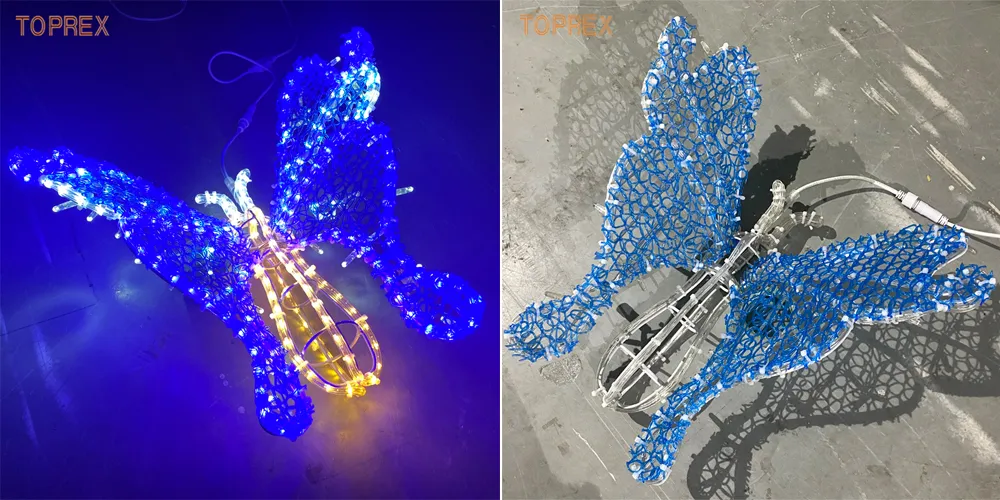 Stunning 3D 50cm Blue Acrylic Butterfly Sculptures for Decorative Displays Lighting Structure