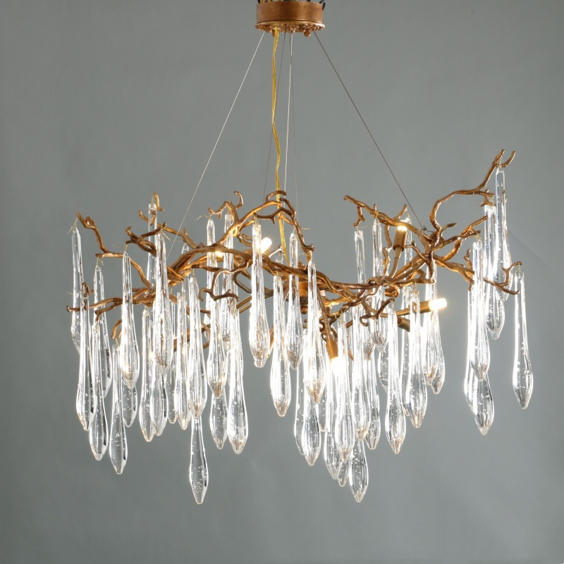 Decorative Crystal LED Chandeliers Copper Light Living Room Villa Restaurant Luxury Creative Modern Art Pendant Lamp Lighting (ZY-QT03)