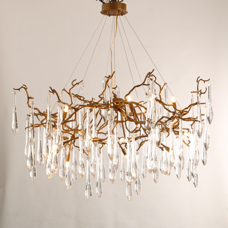 Decorative Crystal LED Chandeliers Copper Light Living Room Villa Restaurant Luxury Creative Modern Art Pendant Lamp Lighting (ZY-QT03)