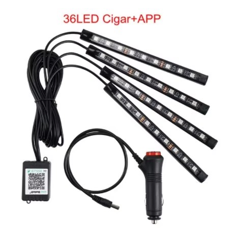 LED Car Light RGB Atmosphere Lamp 20-Keys Music Control Car Decorative Light Strip for Interior Vehicle Ambient Lighting Auto Parts LED Work Light