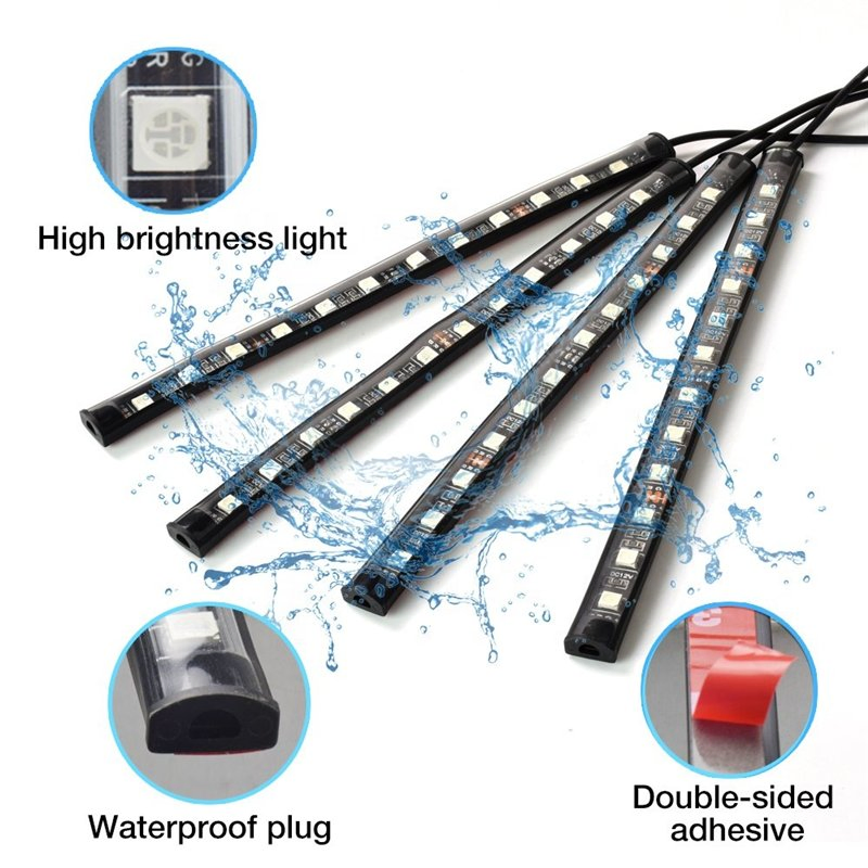 LED Car Light RGB Atmosphere Lamp 20-Keys Music Control Car Decorative Light Strip for Interior Vehicle Ambient Lighting Auto Parts LED Work Light