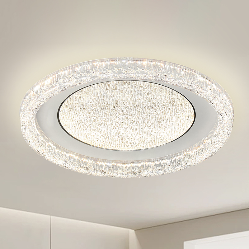 Indoor Modern LED Ring Ceiling Lamp Acrylic Metal High Brightness AC Powered for Living Room Bedroom Decorative Home Lighting