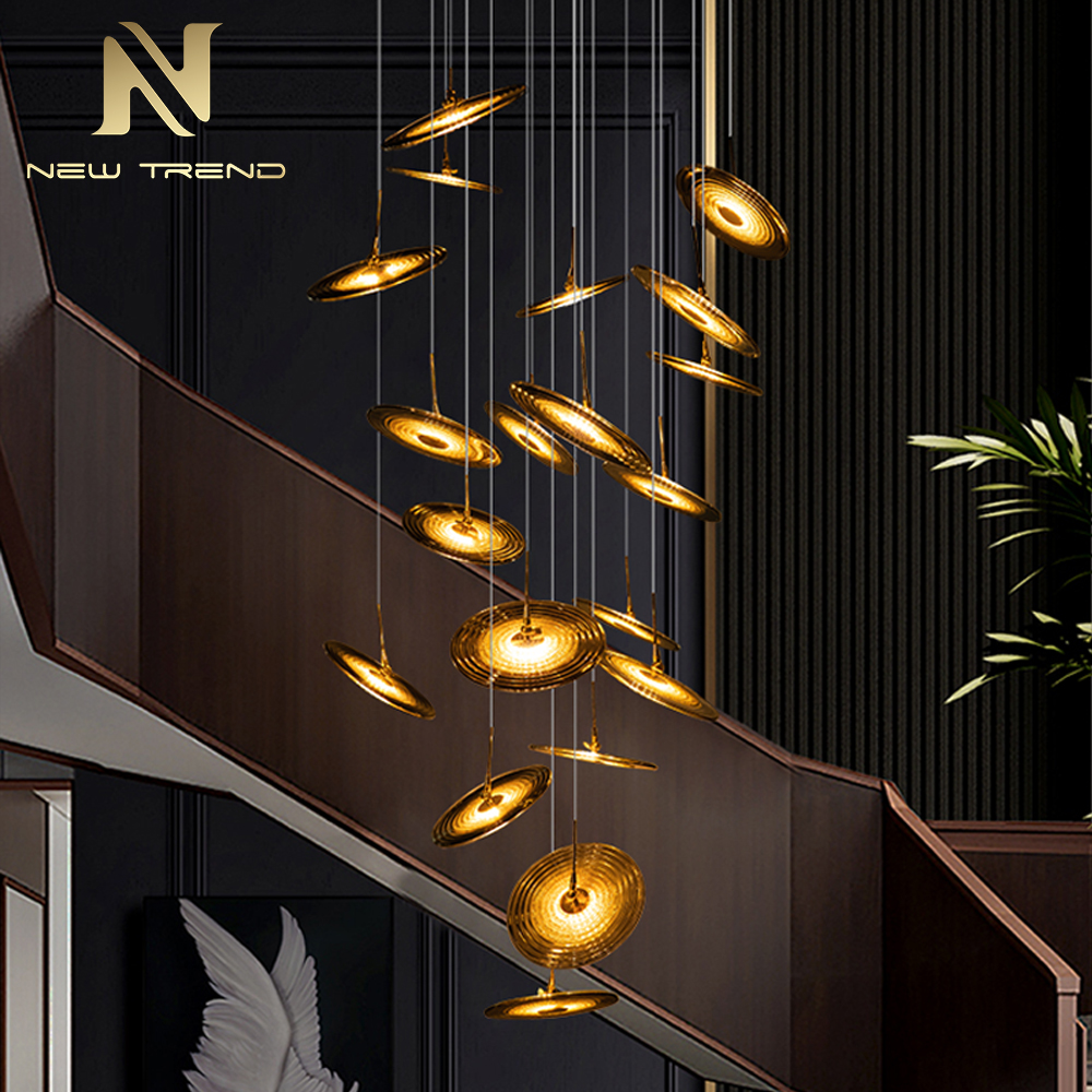 Bespoke Interior Decoration Villa Hotel Lobby Bedside Staircase Hanging Glass LED Chandelier Pendant Light