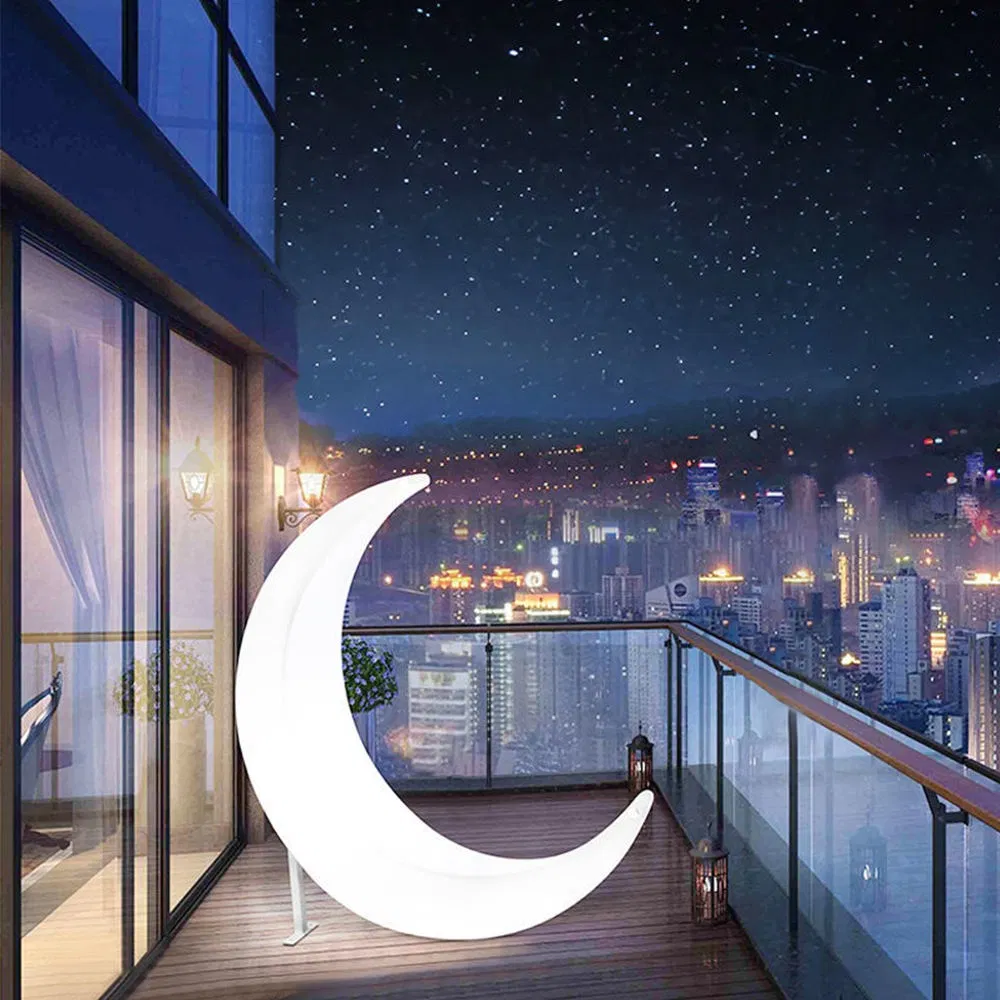 Solar Powered LED Crescent Moon Night Light Outdoor Furniture's Giant Half-Moon Garden Floor Lighting for Park Decorative Lamp