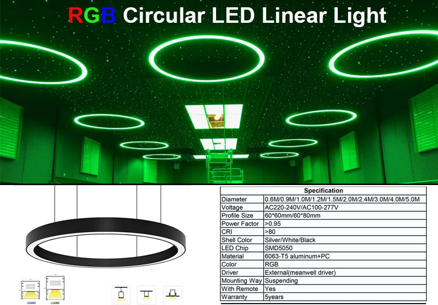 LED Chandelier RGB Decorative Circle Ring