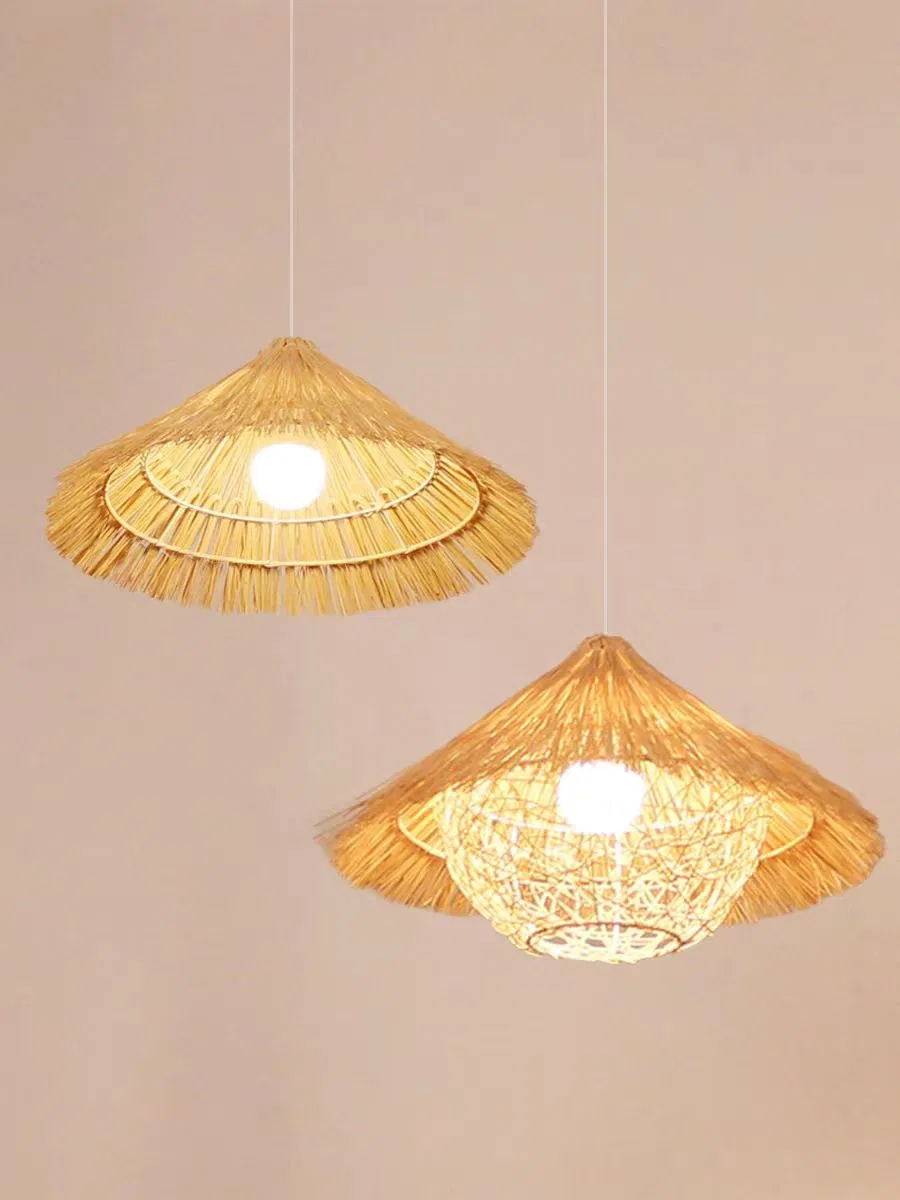 Straw Hat Southeast Asian Style Decorative Rattan Lights Lamps Lightings Wedding Restaurant