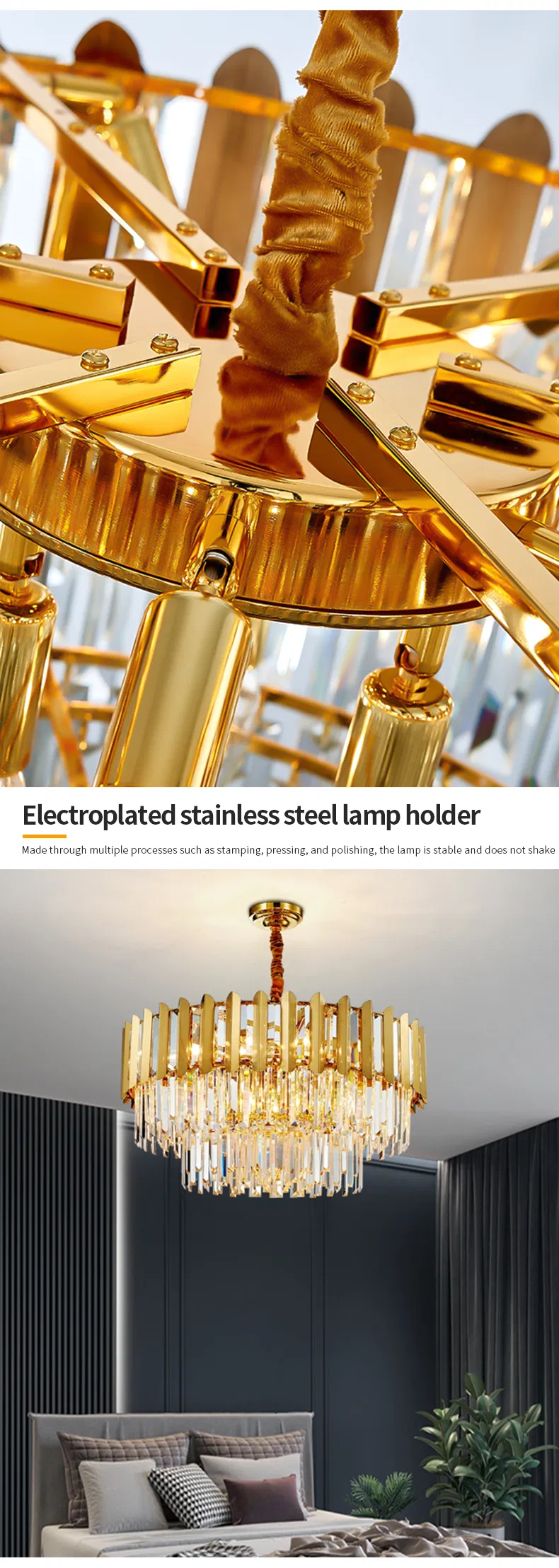 Leather Luminous Crystal Lamp Decorative Ring Lighting for Live Room Modern Chandelier