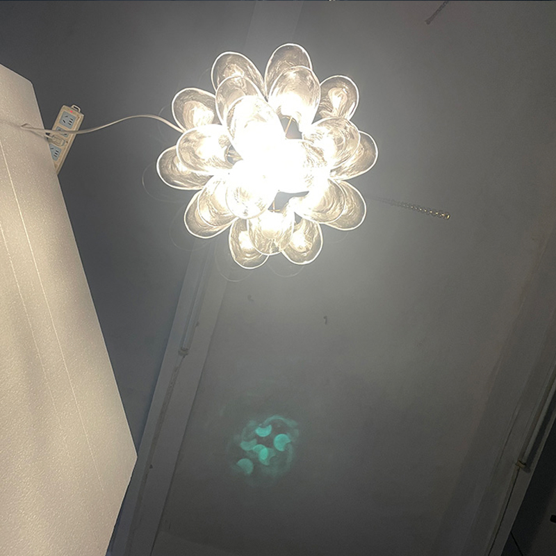 French Villa Duplex White Jade Glass Living Room Chandelier Staircase Shopping Mall Ballroom High-Altitude Decorative Lighting