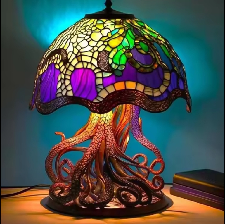 Painting Resin Mushroom Table Lamp Bohemian Resin Mushroom Decorative Lighting Indoor