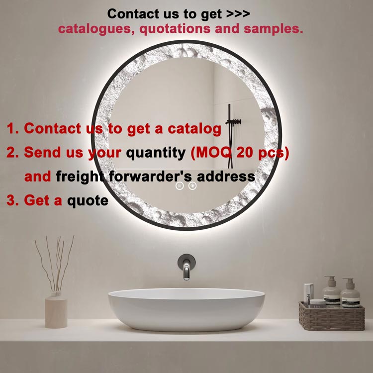 Kidoir Customized Modern Circle Shape Touch Switch Frontally Illuminated Smart Led Mirror With Crystal For Bathroom Hotel