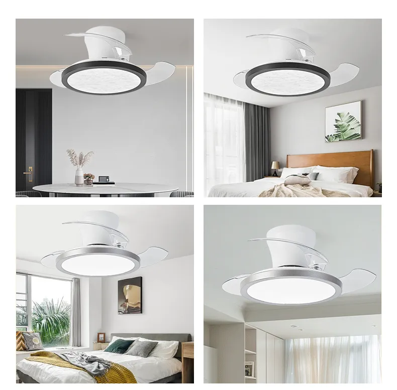 Hc-21 LED Smart Home Decorative Golden Modern Remote Control Retractable Ceiling Fan Light