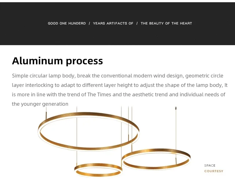 Modern Decorative Customized Hotel Restaurant Indoor Circle Rings LED Pendant Lighting