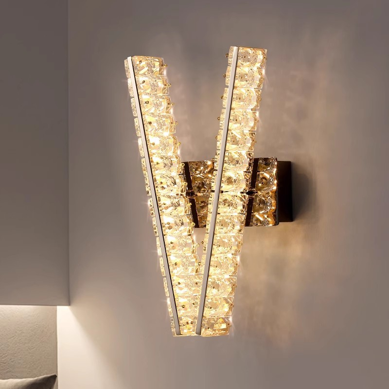 Custom Modern Crystal Wall Lamp Room Decorative Crystal Linear Lighting