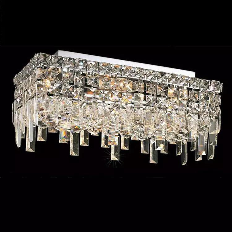 Flush Mount Chandelier Crystal Modern Rectangular Round Crystal Ceiling Lights Decorative Lighting Home Hotel Restaurant Decor Ceiling Lighting