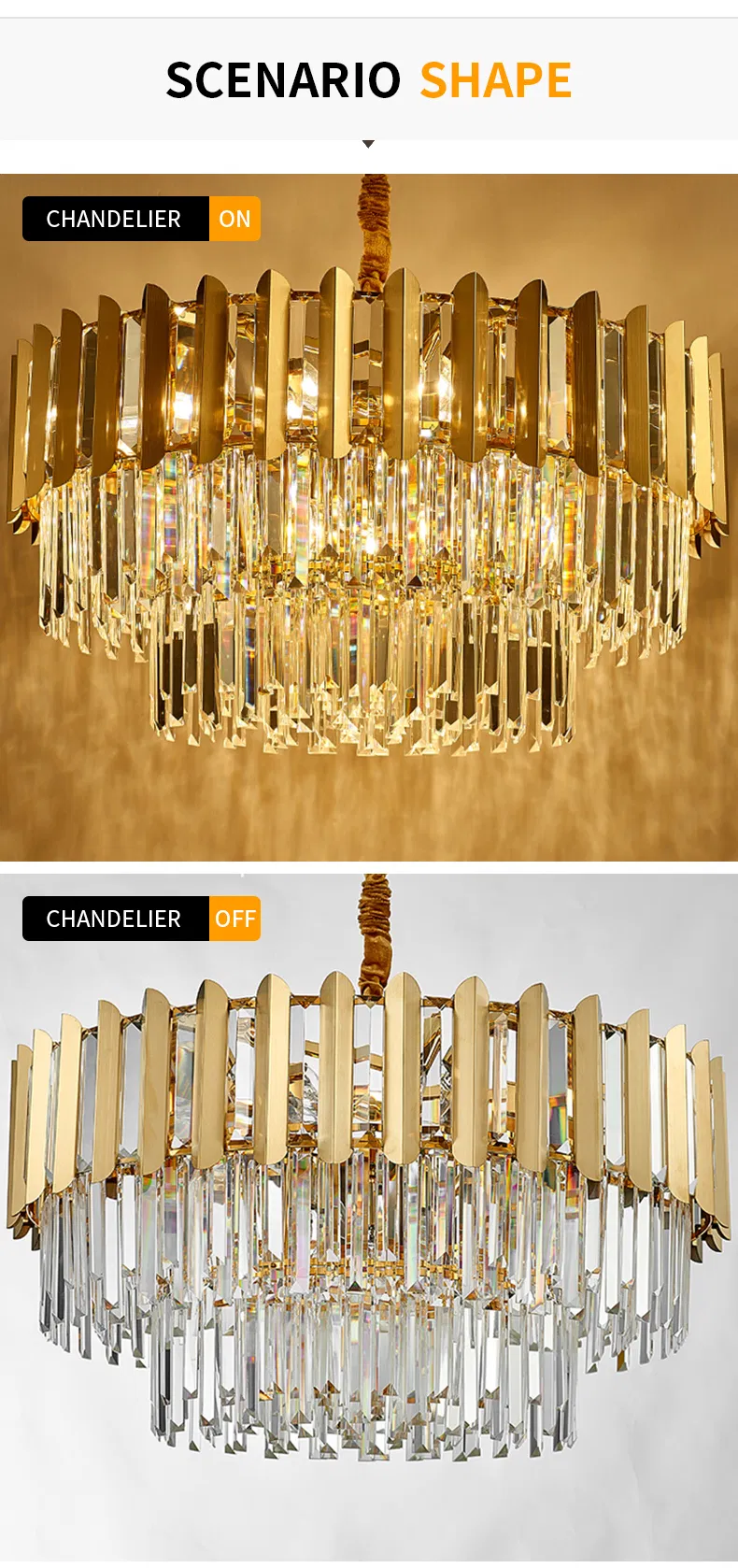 Leather Luminous Crystal Lamp Decorative Ring Lighting for Live Room Modern Chandelier