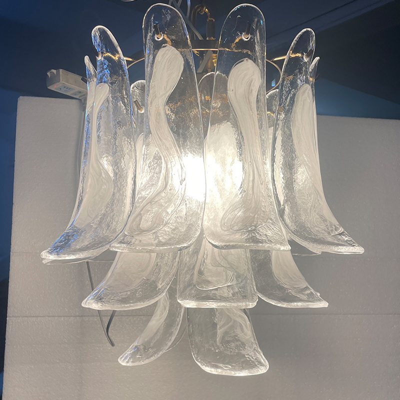 French Villa Duplex White Jade Glass Living Room Chandelier Staircase Shopping Mall Ballroom High-Altitude Decorative Lighting