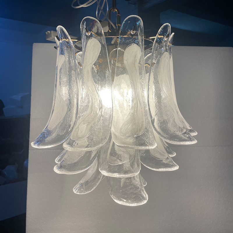 French Villa Duplex White Jade Glass Living Room Chandelier Staircase Shopping Mall Ballroom High-Altitude Decorative Lighting