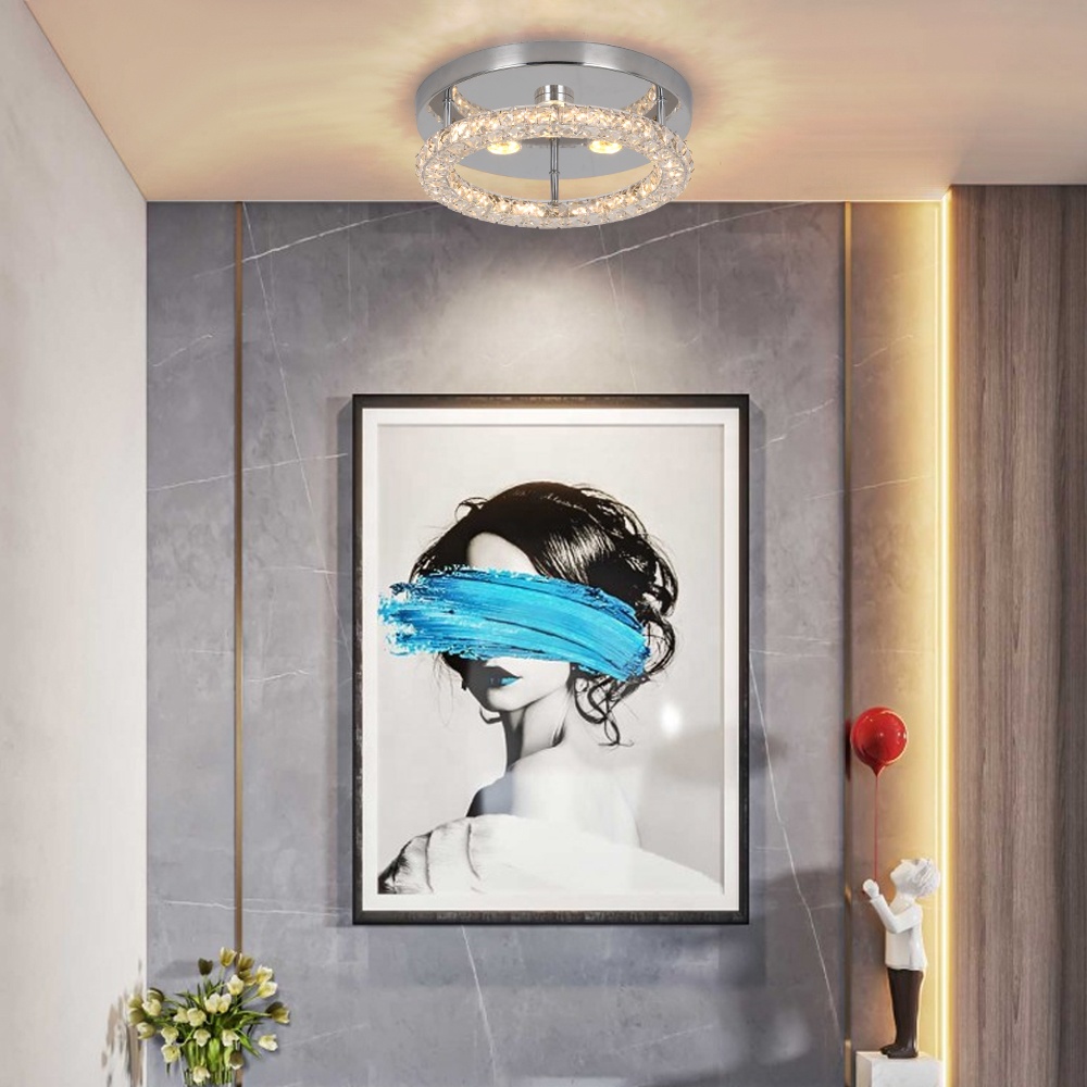 Modern Crystal Round Mounted Indoor Led Ceiling Light for Room Decorating Home Illumination