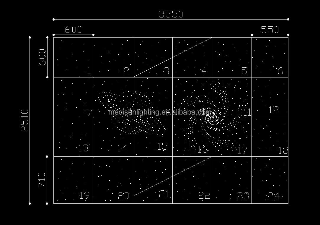 Design drawings for fiber optic starry sky ceiling light