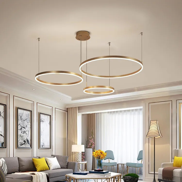 Modern Decorative Customized Hotel Restaurant Indoor Circle Rings LED Pendant Lighting