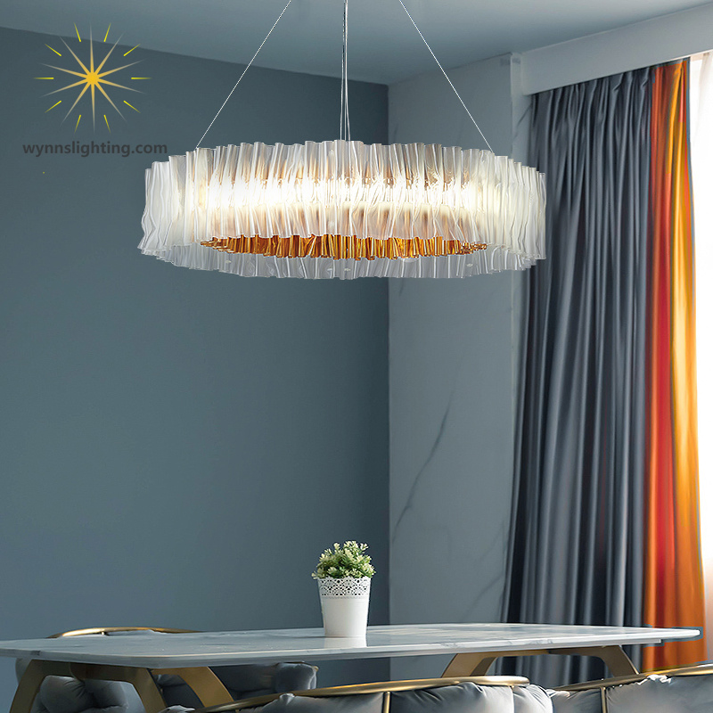Pendant LED Lighting Leather Luminous Crystal Lamp Decorative Ring Lighting for Live Room Modern Chandelier