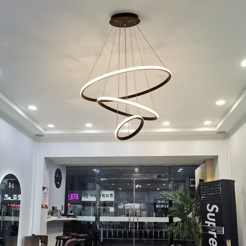Home Decorative Modern Living Room Hotel Circle Hanging Pendant Light Design 3 Ring Acrylic Luxury Round Led Chandelier