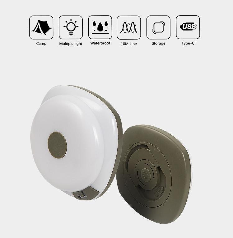 10m LED Strip Rechargeable Type C Outdoor Tape Camping Light with Hook 1500mAh Waterproof IP44 LED Camp Tent Decorative Ambient Light