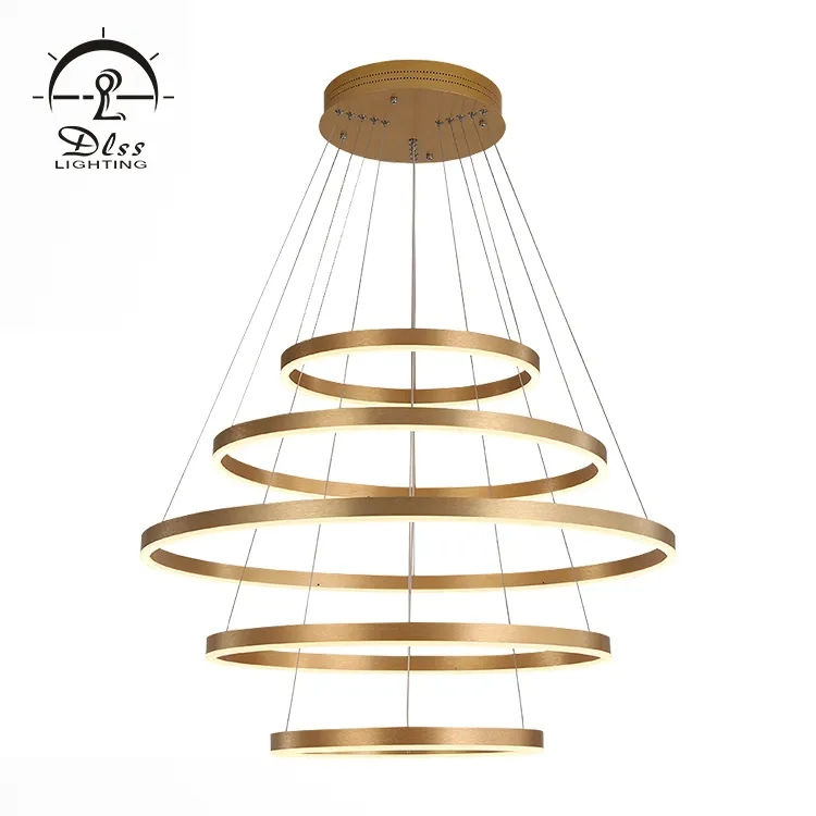 Modern Decorative Customized Hotel Restaurant Indoor Circle Rings LED Pendant Lighting