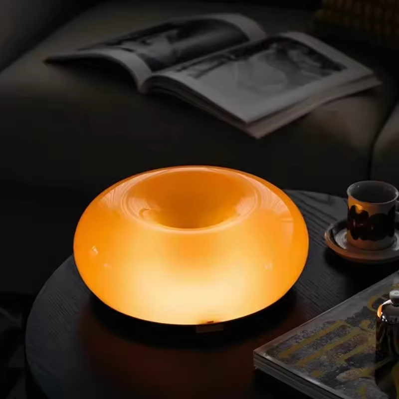 Modern Minimalist Donut-shaped Night Light Vintage Cream-themed Wall Decoration Lamp Bedroom Ambient Light Decorative Light.