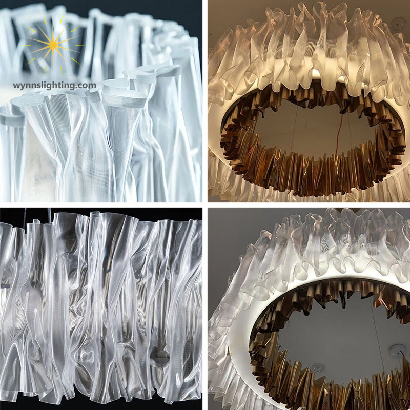Pendant LED Lighting Leather Luminous Crystal Lamp Decorative Ring Lighting for Live Room Modern Chandelier