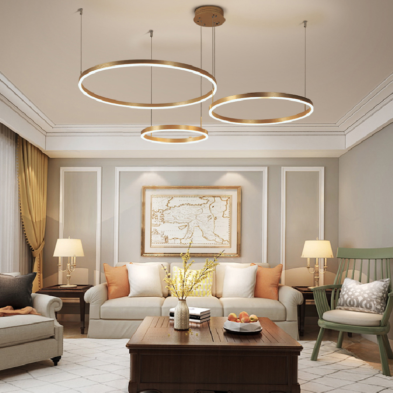 Modern Decorative Customized Hotel Restaurant Indoor Circle Rings LED Pendant Lighting
