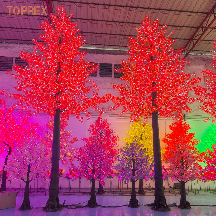 Toprex Wedding Restaurant Mall Street Decor Decorative Artificial Blossom Cherry Flower LED Tree Lighting